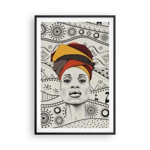 Plagát v čiernom ráme - Africký portrét - 61x91 cm
