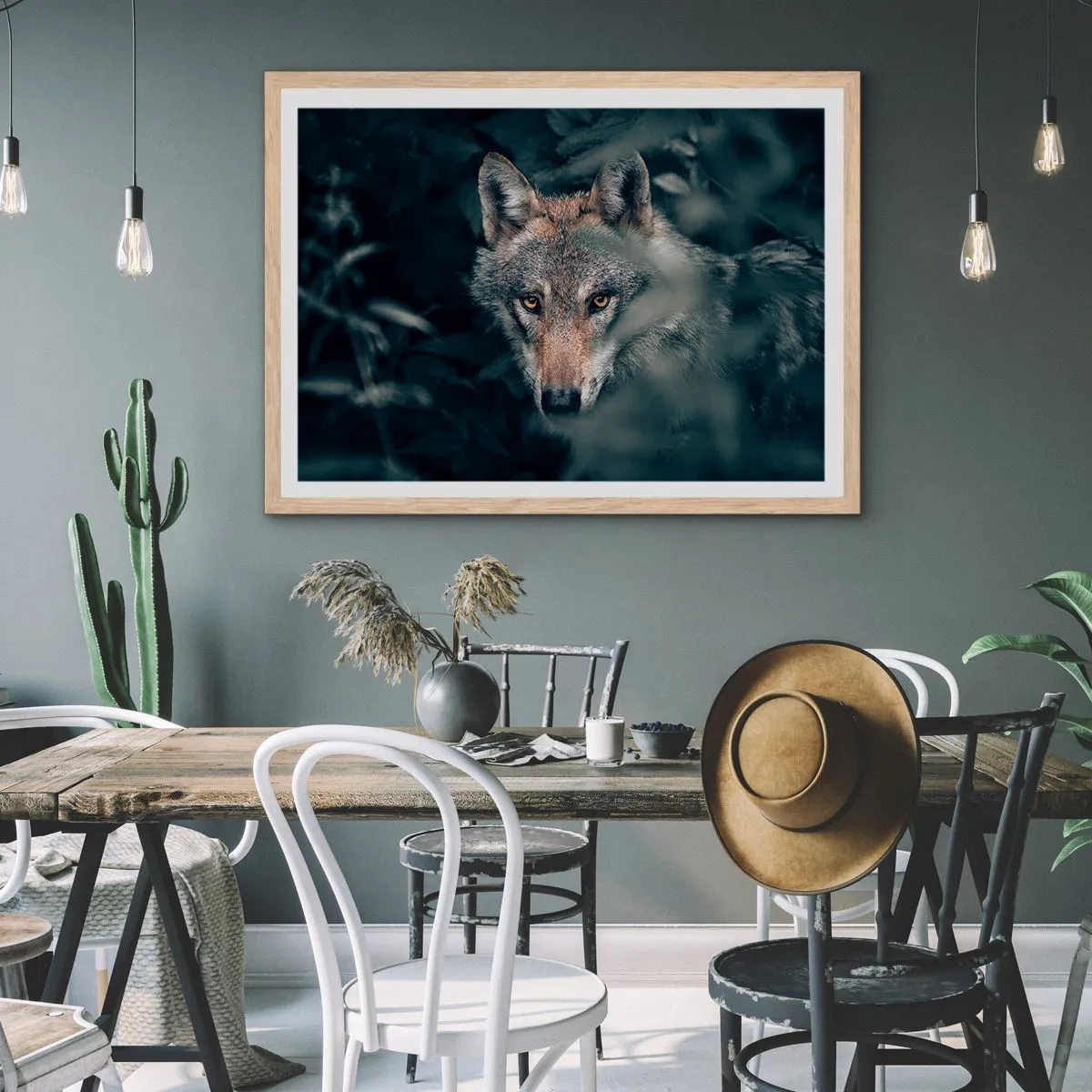 Plagát v ráme zo svetlého duba - Predátor - 91x61 cm