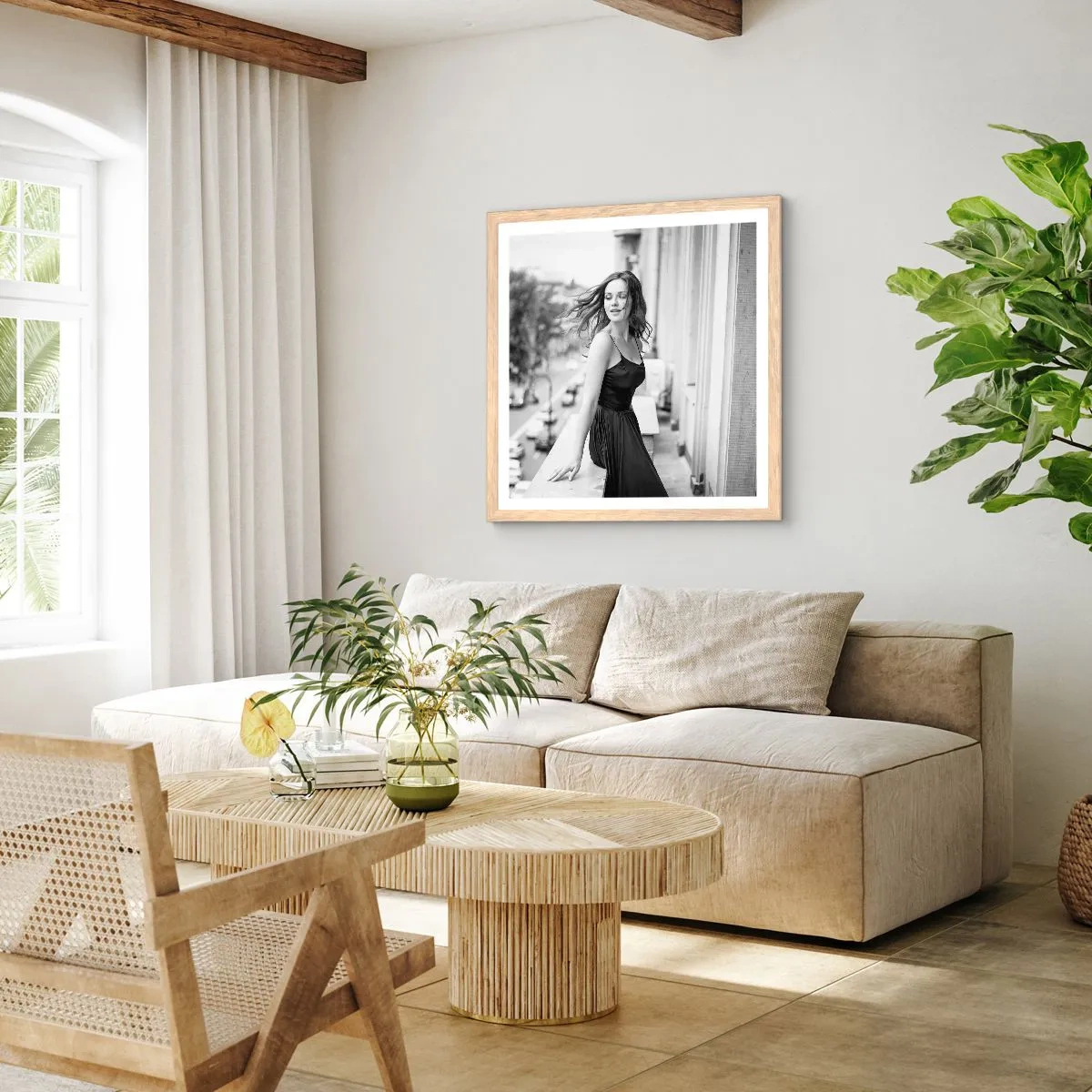 Plagát v ráme zo svetlého duba - Určite Parížanka - 60x60 cm