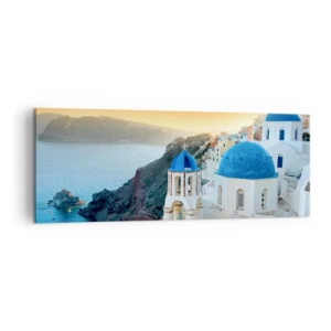 Obraz na plátne - Santorini - v náruči skál - 140x50 cm