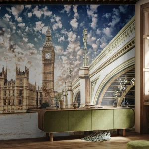 Fototapeta na mieru Premium Sand - Perové oblaky nad Temžou - Mesto, Londýn, Anglicko