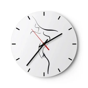 Nástenné hodiny - Minimalistický obrys ženského tela na bielom pozadí - 30x30cm - Nepolapiteľná ako vlna - Moderná nástenná dekorácia do obývacej izby, kuchyne a spálne ARTTOR