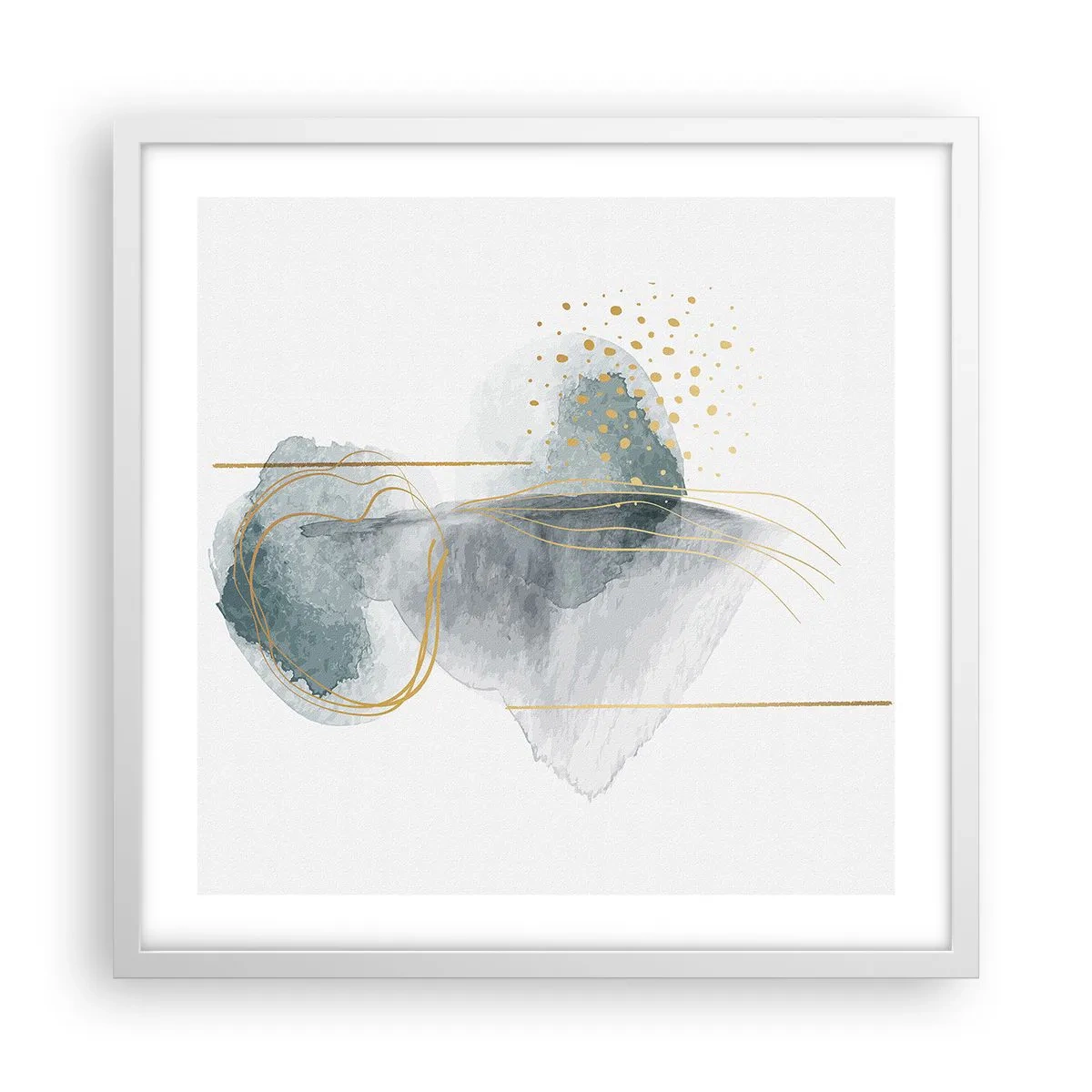 Plagát v bielom ráme - O vzťahu medzi šedou a zlatou - 50x50 cm