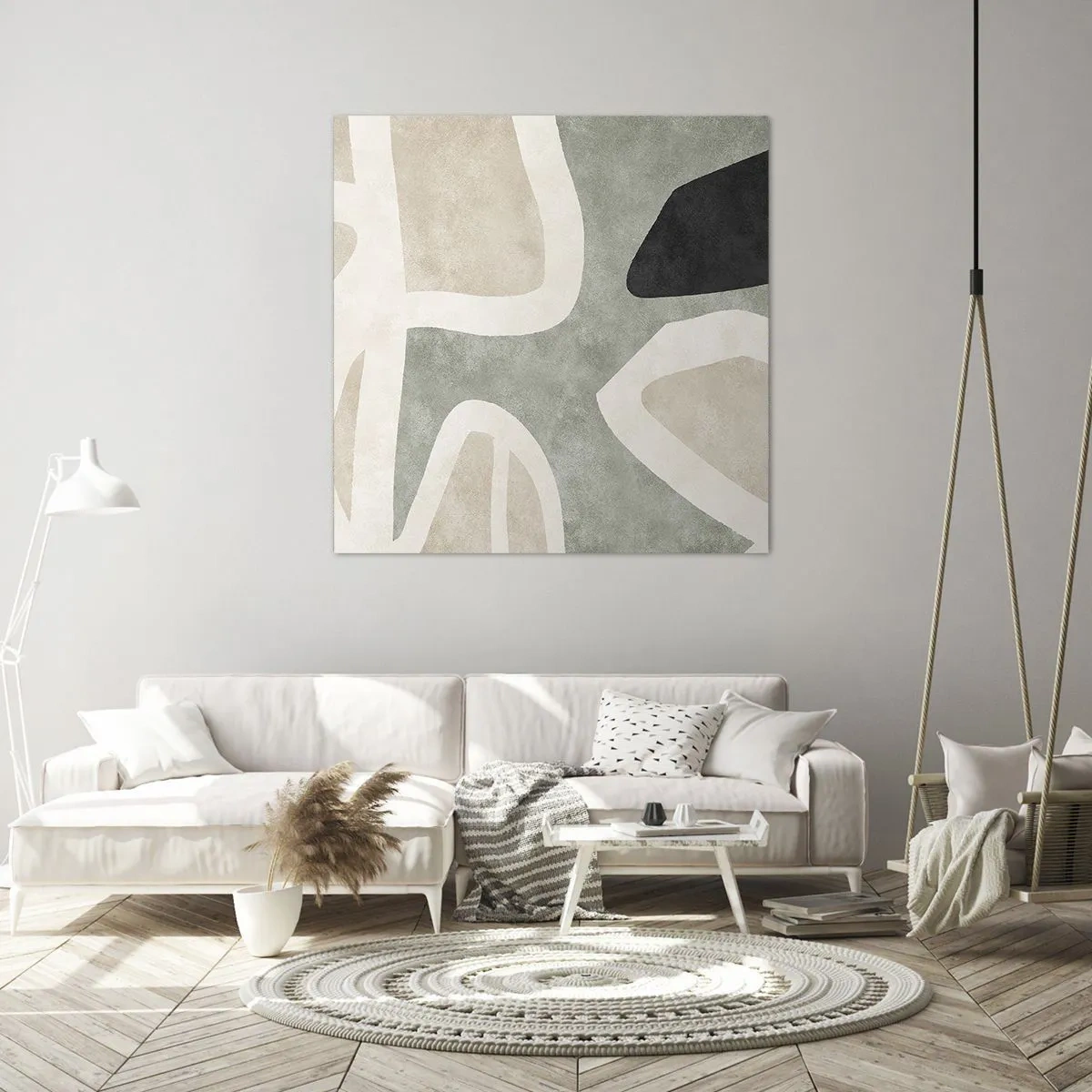 Obraz na plátne - Kompozícia s čiernym motívom - 60x60 cm