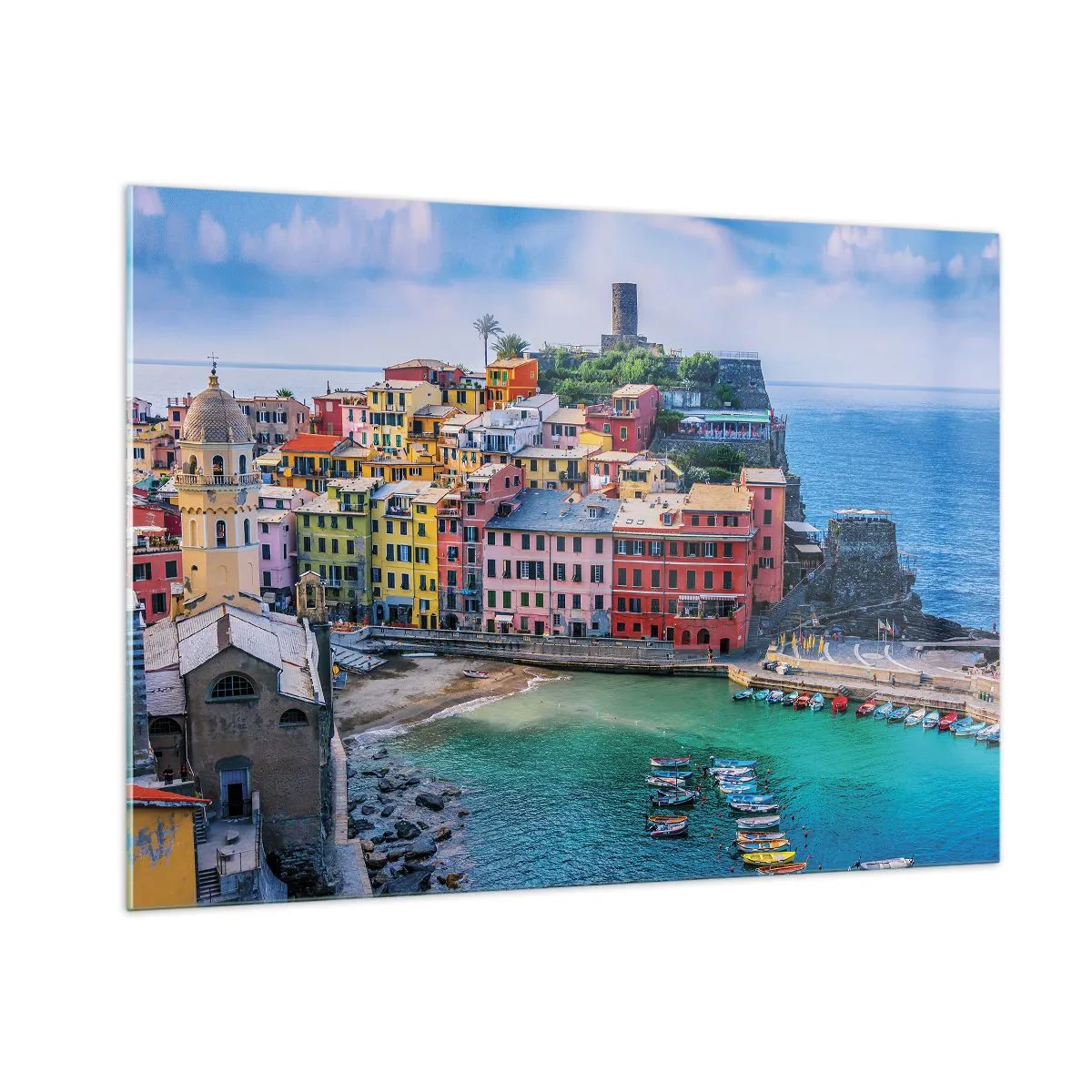 Obraz na skle - Stredomorské kúzelné mestečko - 100x70 cm
