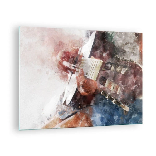 Obraz na skle - Akvarelová maľba umeleckého gitaristu - 70x50cm - Čo si o tom myslíš? - Moderná nástenná dekorácia do obývacej izby a spálne ARTTOR