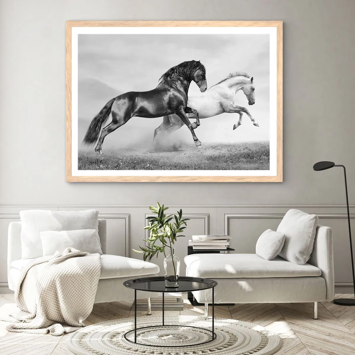 Plagát v ráme zo svetlého duba - Anjeli a démoni - 100x70 cm