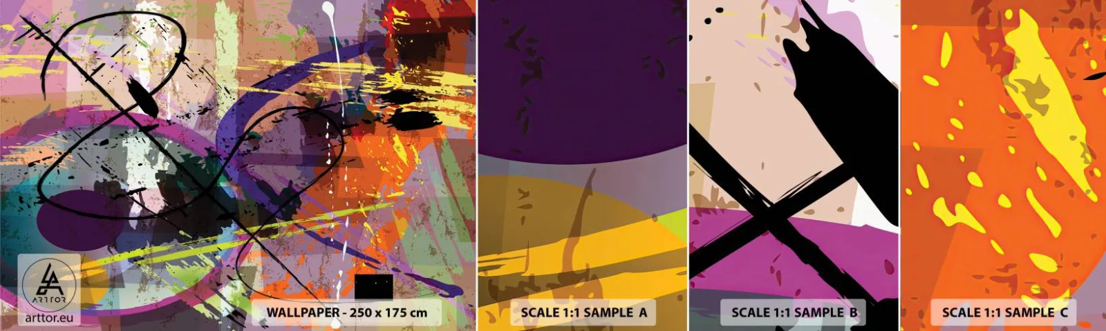 Vzorka Fototapeta Standard Eco - Možno priamo alebo okolo - Abstrakcia, Kus, Moderný vzor - 100x30 cm