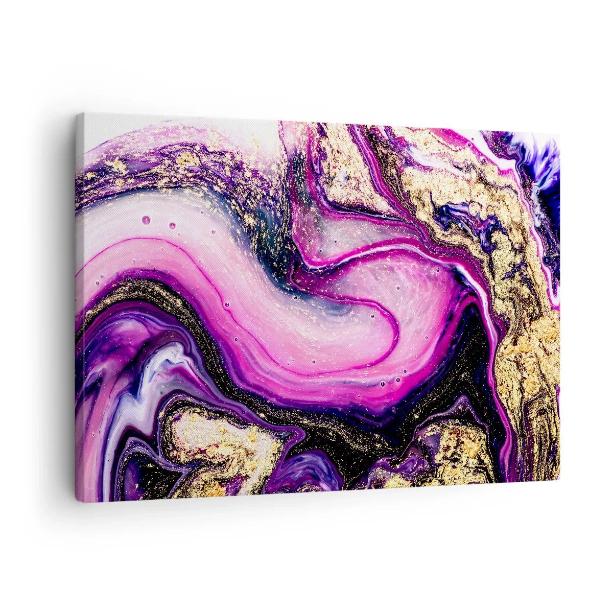 Obraz na plátne - Abstraktné vlny v odtieňoch fialovej a zlatej - 70x50cm - Okamih v zákulisí - Moderná nástenná dekorácia do obývacej izby a spálne ARTTOR