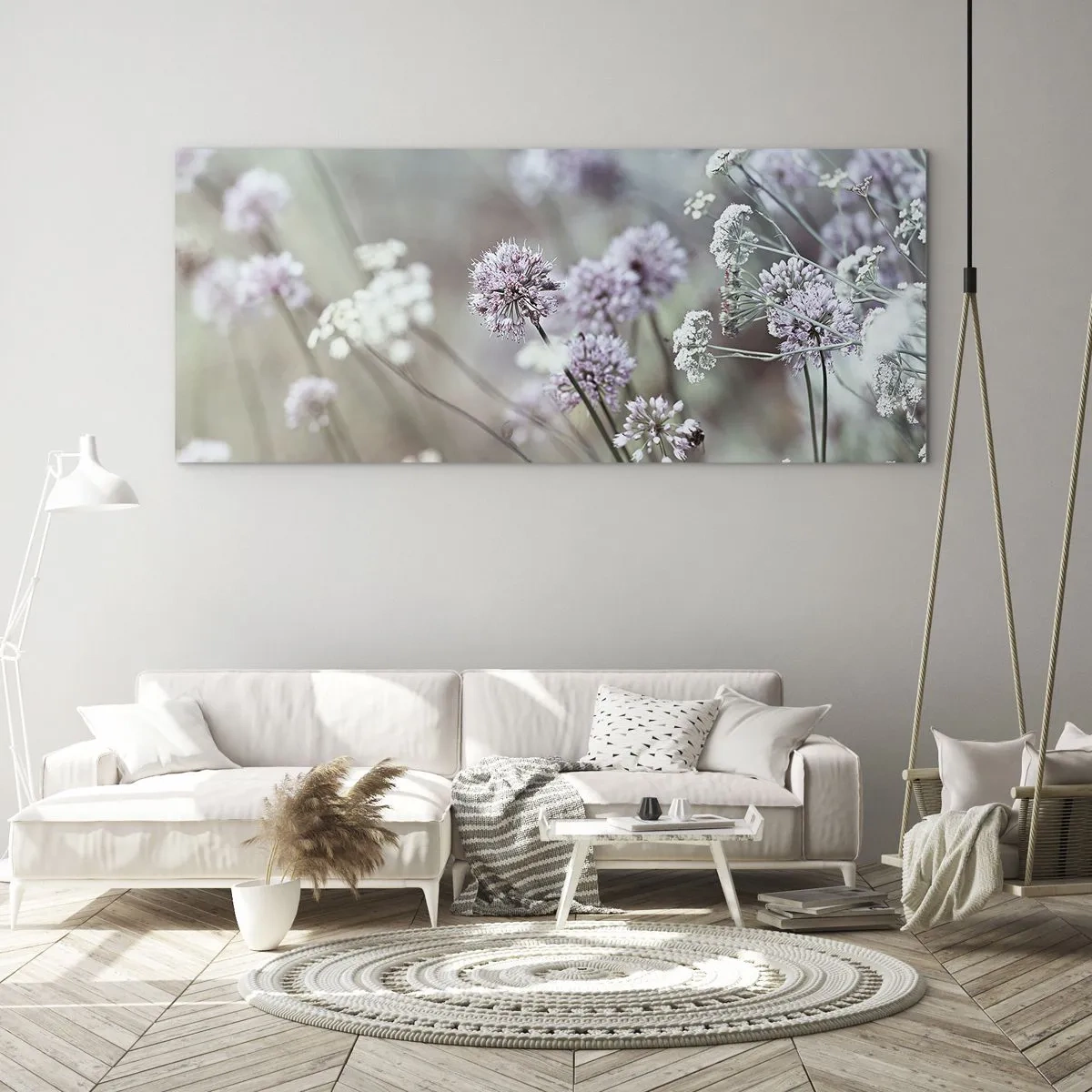 Obraz na skle - Sladké filigrány byliniek - 100x40 cm