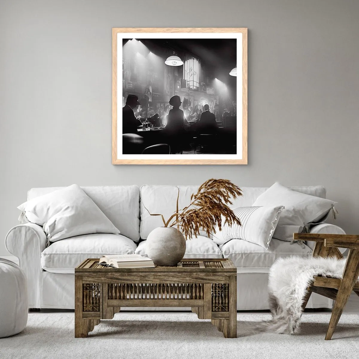 Plagát v ráme zo svetlého duba - V jazzovej atmosfére - 60x60 cm