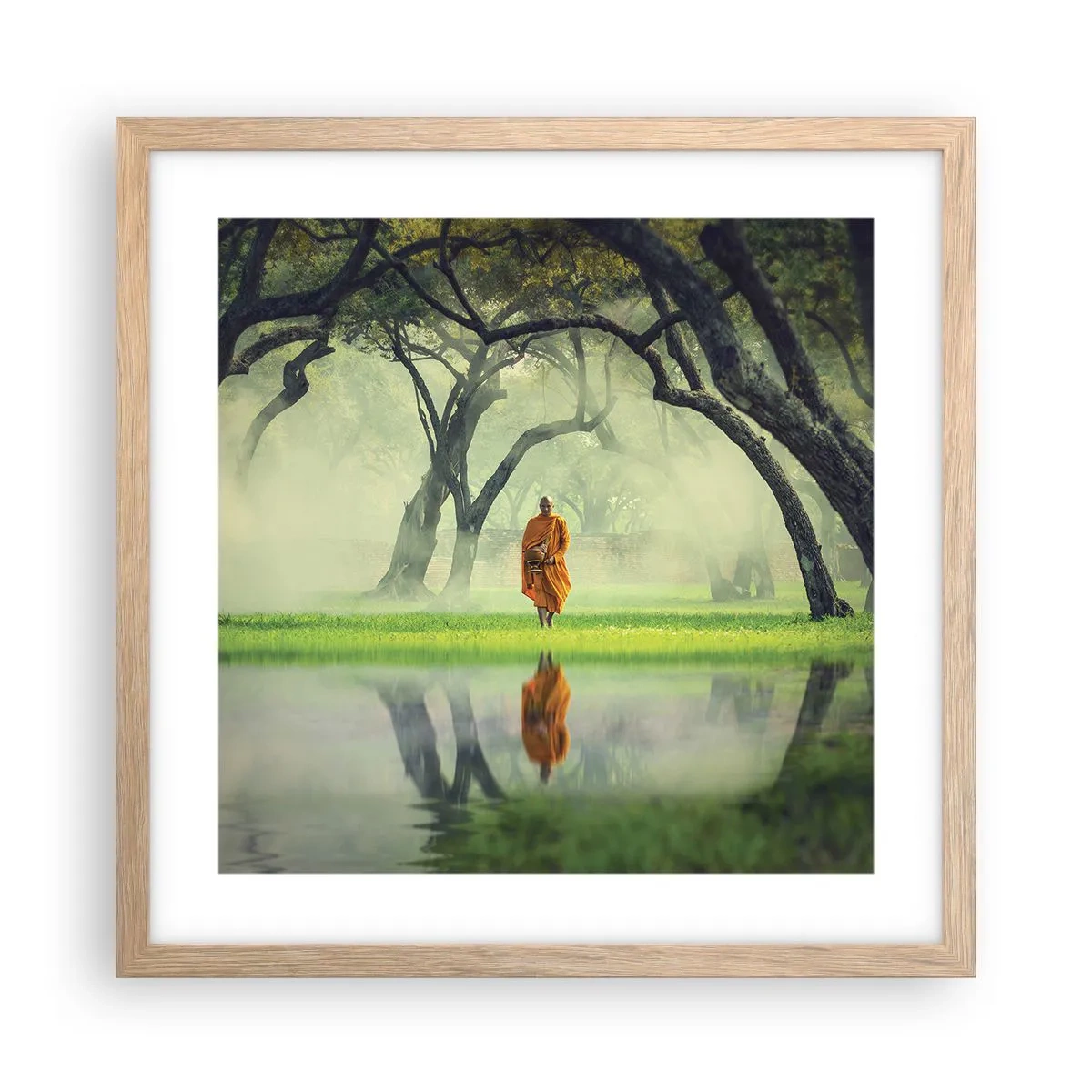 Plagát v ráme zo svetlého duba - Na ceste k osvieteniu - 40x40 cm
