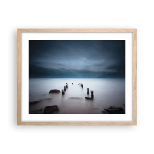 Plagát v ráme zo svetlého duba - Zamyslené jazero - 50x40 cm