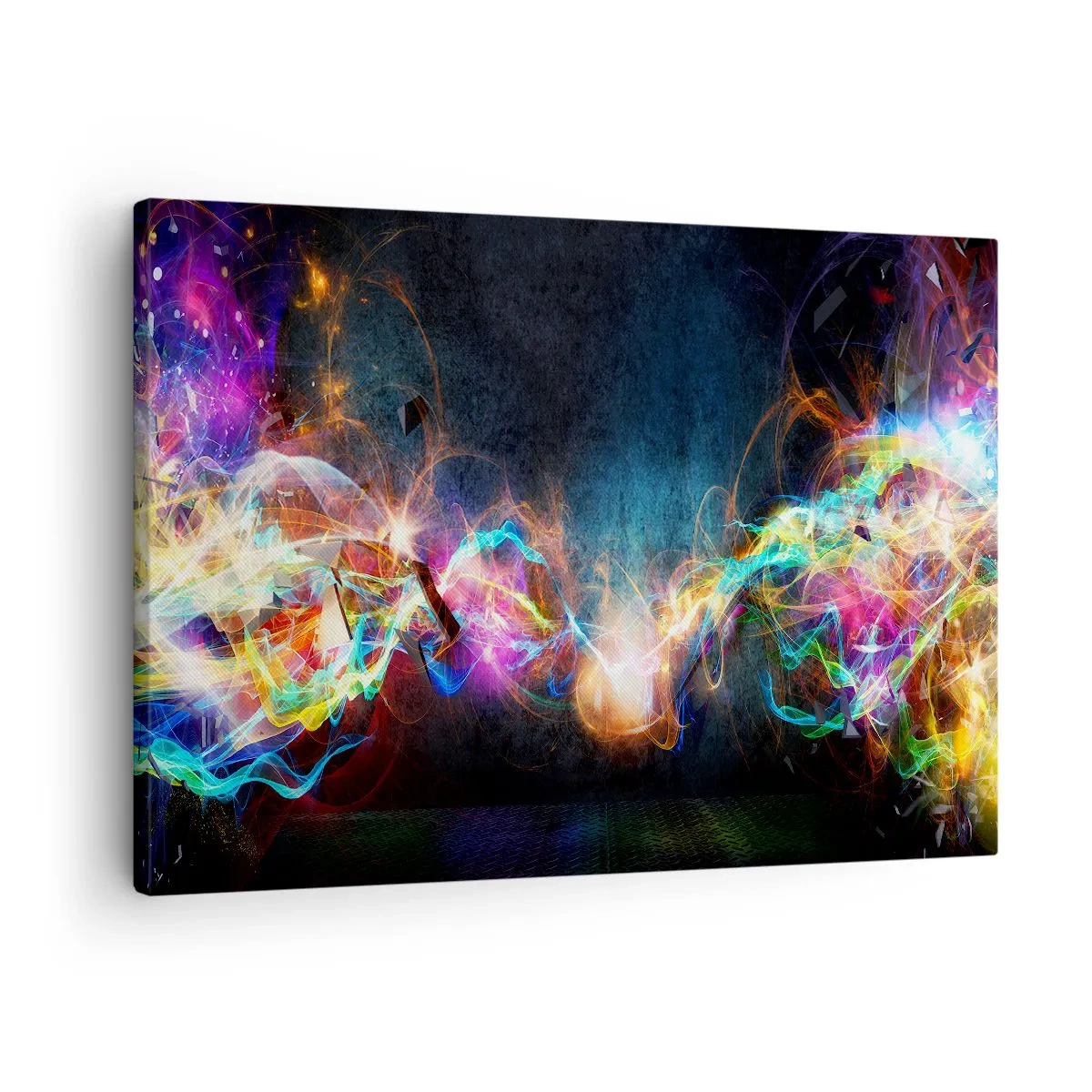 Obraz na plátne - Farebné záblesky svetla v abstraktnej kompozícii - 70x50cm - Radostne proti tme - Moderná nástenná dekorácia do obývacej izby a spálne ARTTOR