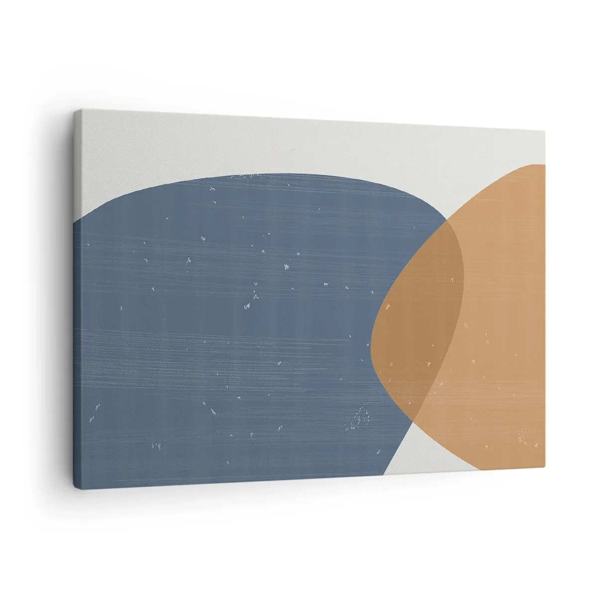 Obraz na plátne - Minimalistická geometrická kompozícia v odtieňoch modrej a oranžovej. - 70x50cm - Ovály a vplyvy - Moderná nástenná dekorácia do obývacej izby a spálne ARTTOR
