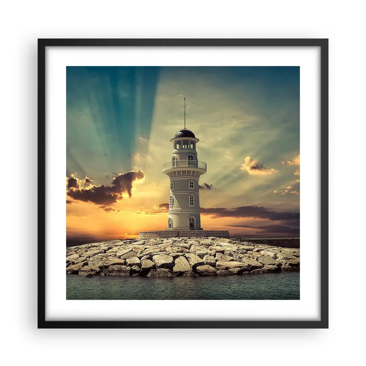 Plagát v čiernom ráme - Svetlo - Dobro - Krása - 50x50 cm