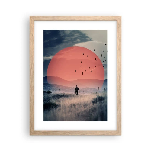 Plagát v ráme zo svetlého duba - Vo svojom živle - 30x40 cm