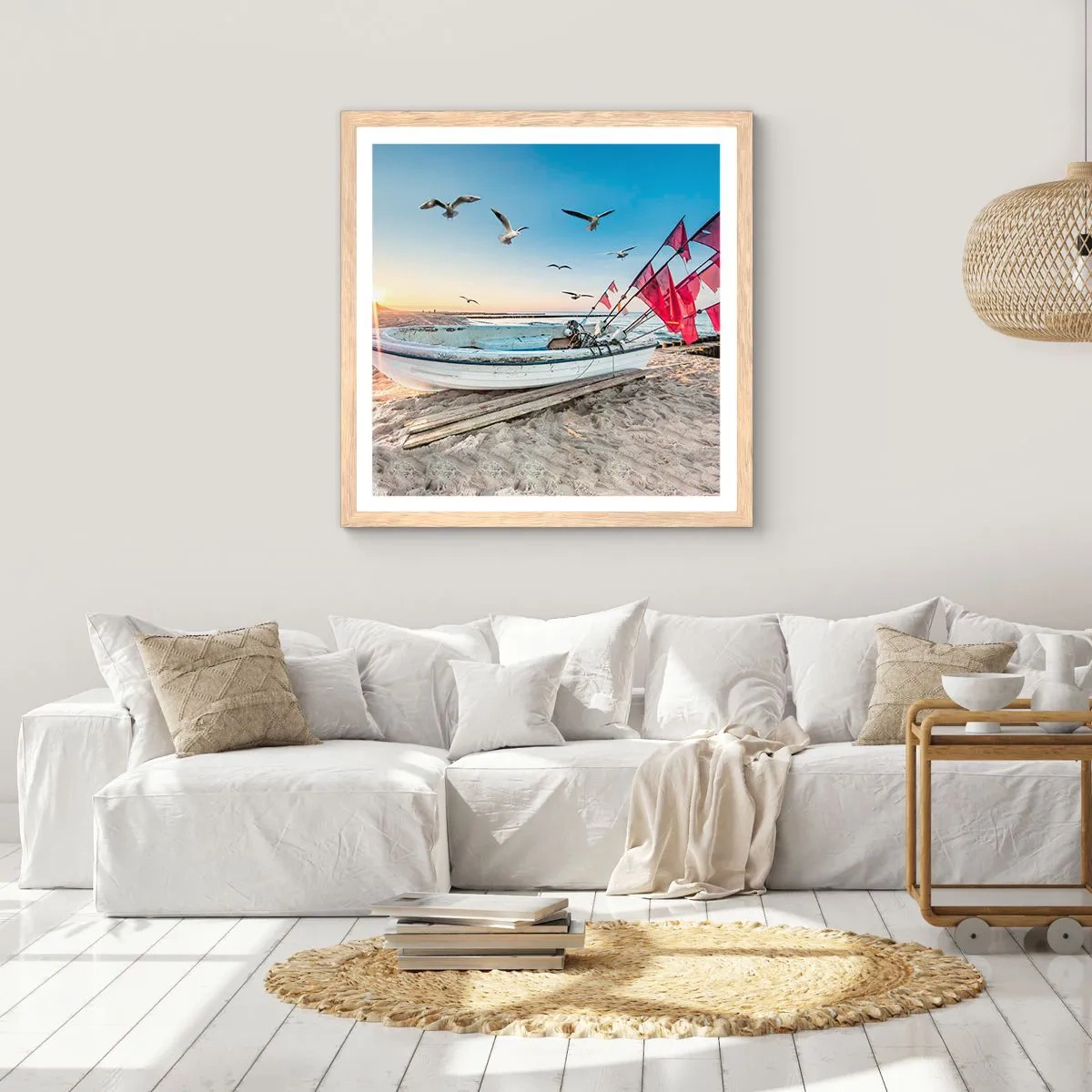 Plagát v ráme zo svetlého duba - Zaslúžená prestávka - 60x60 cm