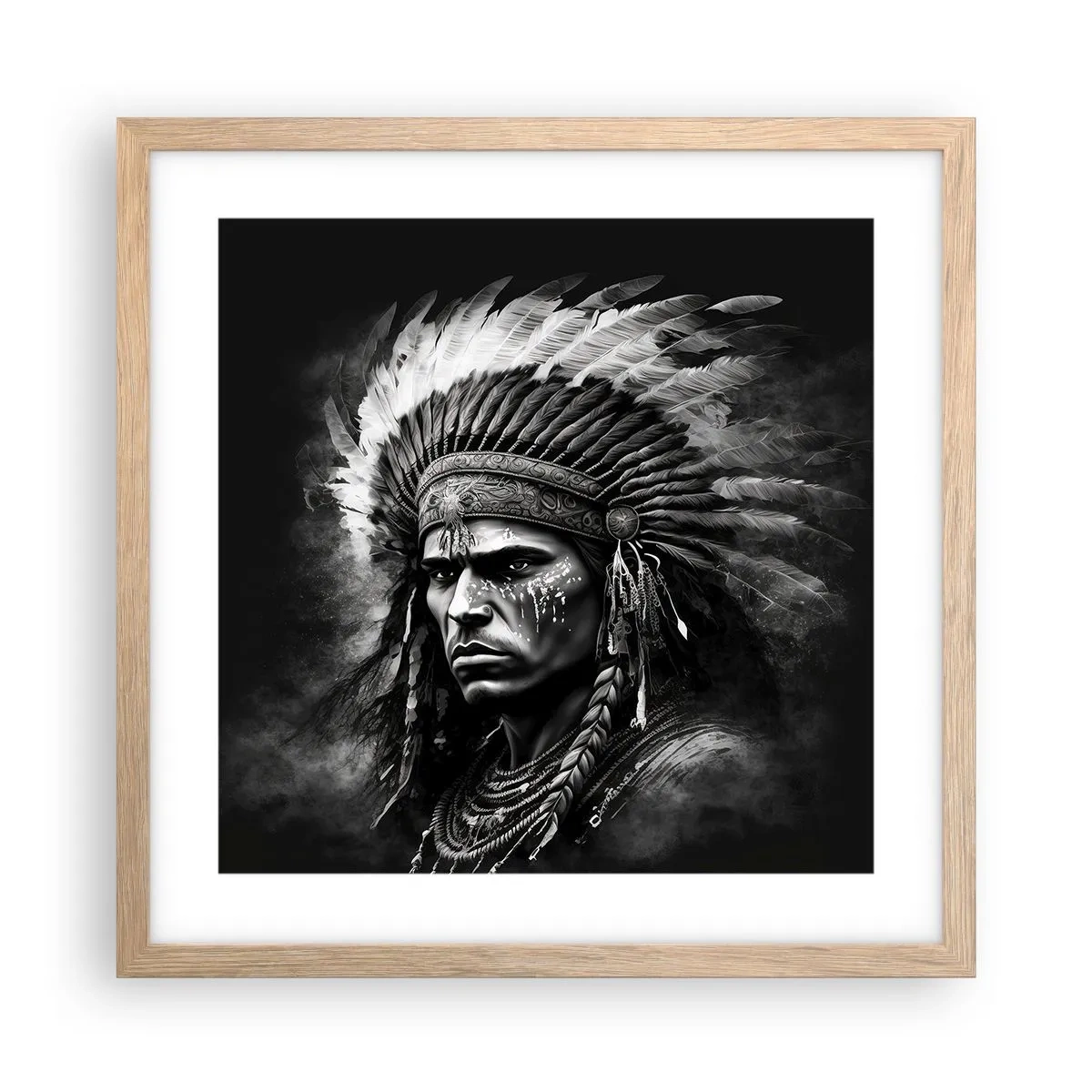 Plagát v ráme zo svetlého duba - Vodca a bojovník - 40x40 cm