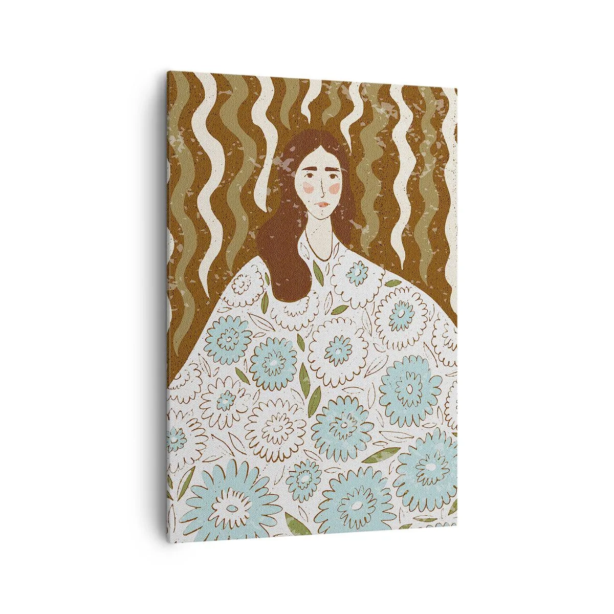 Obraz na plátne - Portrét v kvetinovom rúchu - 70x100 cm