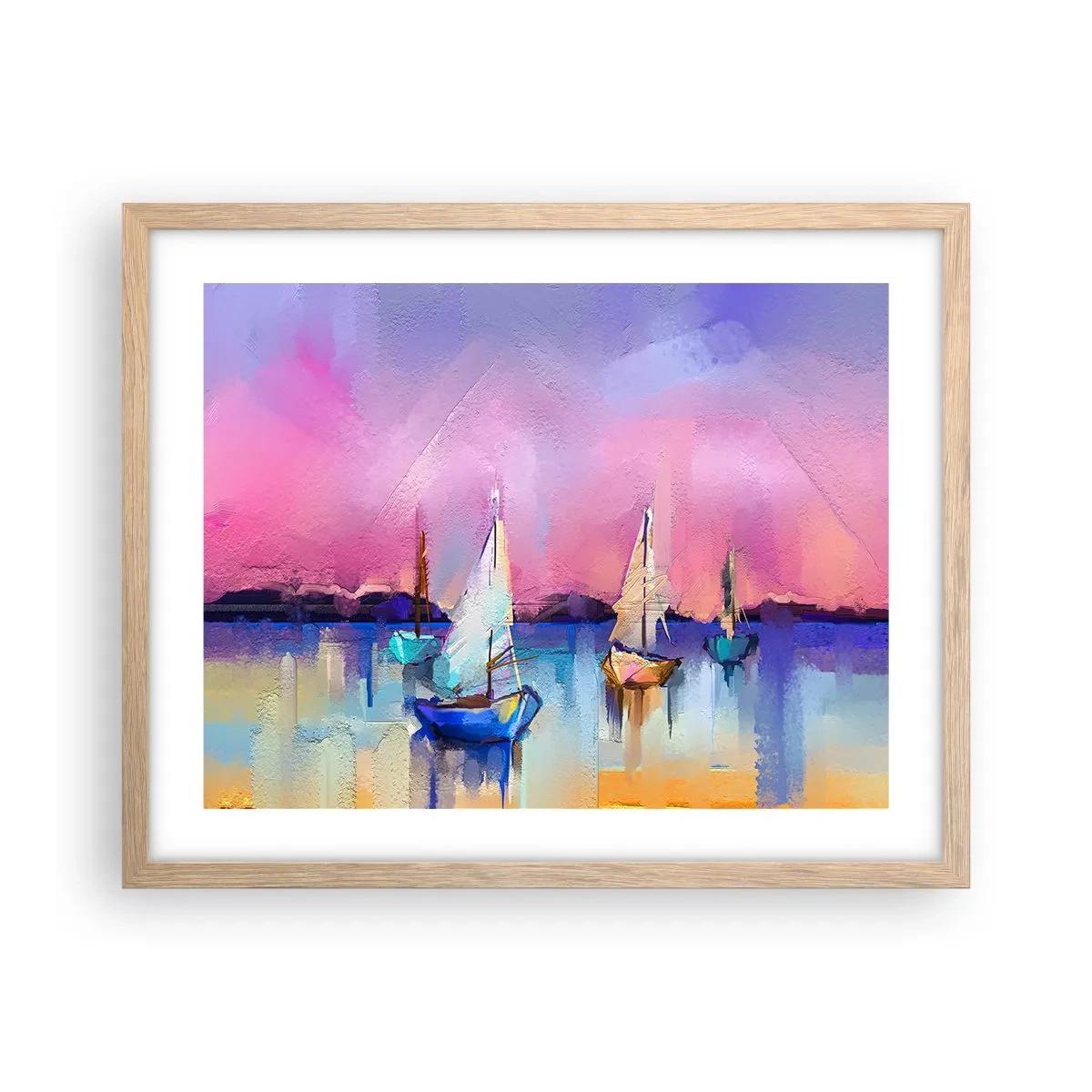 Plagát v ráme zo svetlého duba - Smer: široká voda - 50x40 cm