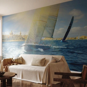 Fototapeta Premium Sand - Čas odísť z mesta - Mesto, More, Jachta - 100x70 cm