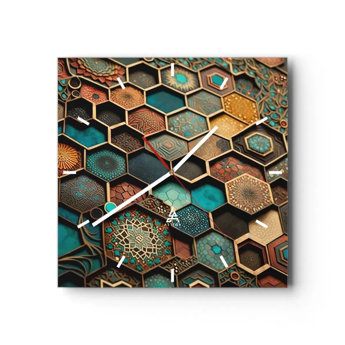 Nástenné hodiny - Arabské ornamenty – variácia - 40x40 cm