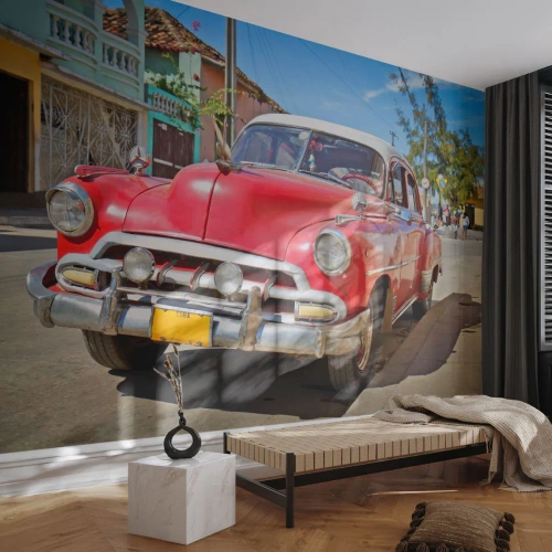 Samolepiaca Fototapeta Deluxe Sticker - Ešte len na Kube - Automobilový priemysel, Vintage auto, Architektúra - 250x175 cm