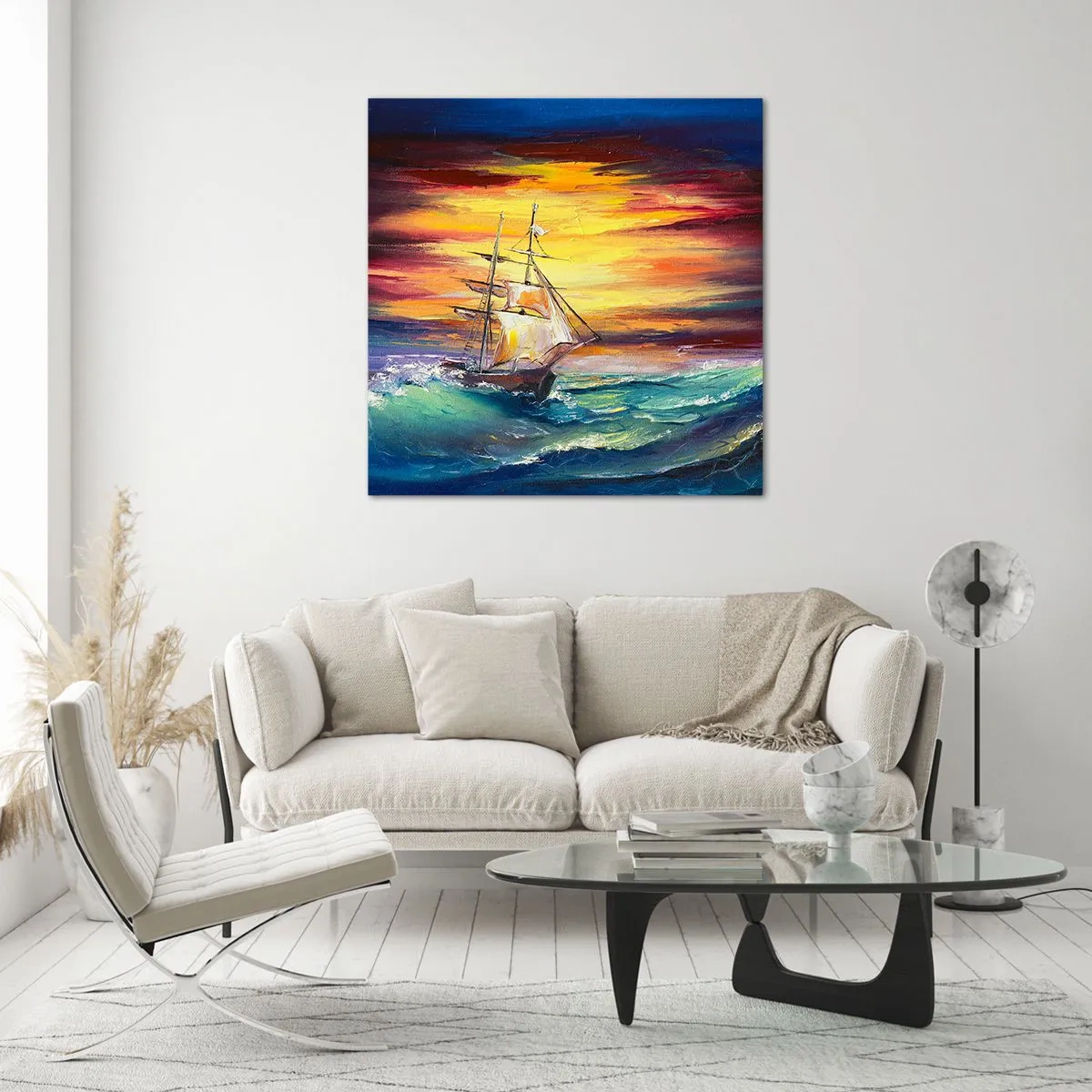 Obraz na skle - Statočne proti vlnám - 70x70 cm
