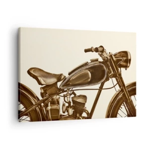 Obraz na plátne - Vintage retro motocykel na svetlom pozadí - 70x50cm - Túžba po klasike - Moderná nástenná dekorácia do obývacej izby a spálne ARTTOR