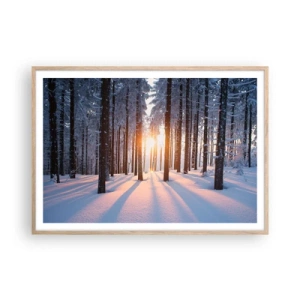 Plagát v ráme zo svetlého duba - Jasne čierne na bielom - 100x70 cm