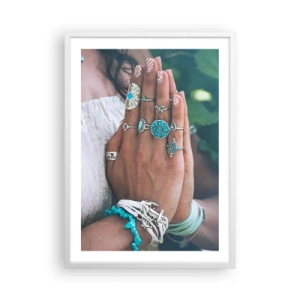 Plagát v bielom ráme - Vitajte v centre bytia - 50x70 cm