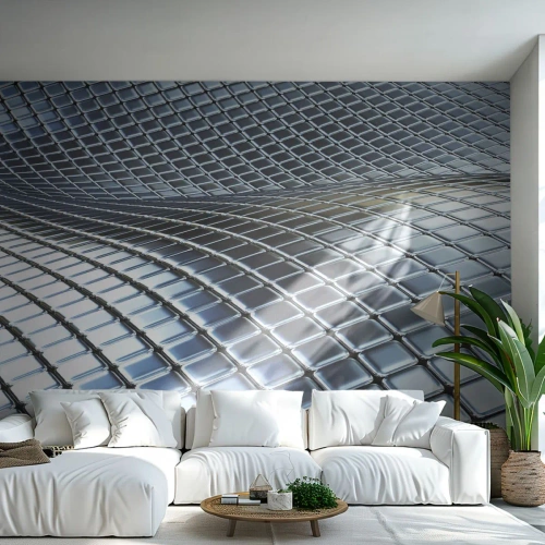 Fototapeta Premium Canvas - Kovová strieborná vlna - Abstrakcia, Grafika, Kus - 250x175 cm