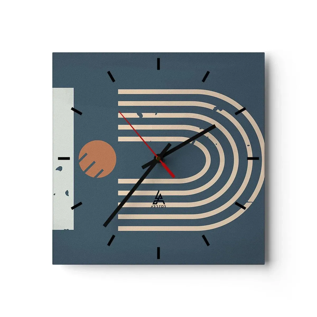 Nástenné hodiny - Geometria v námorníckej modrej - 30x30 cm