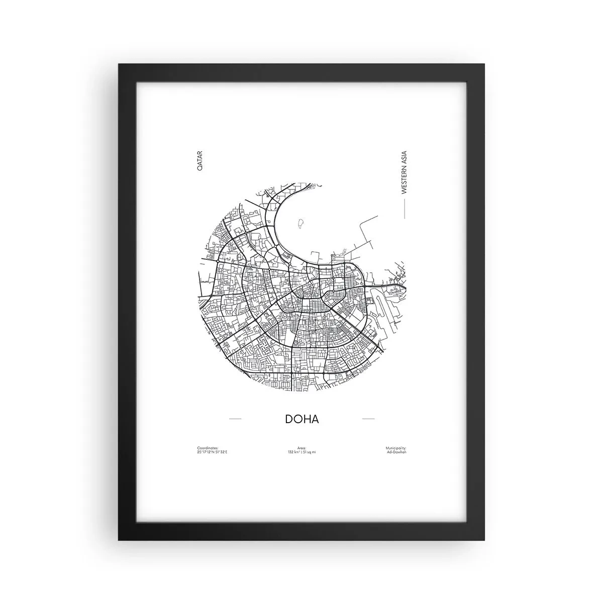 Plagát v čiernom ráme - Anatómia Dauhy - 30x40 cm