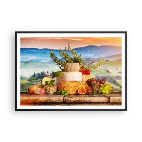 Plagát v čiernom ráme - Talianska radosť zo života - 100x70 cm
