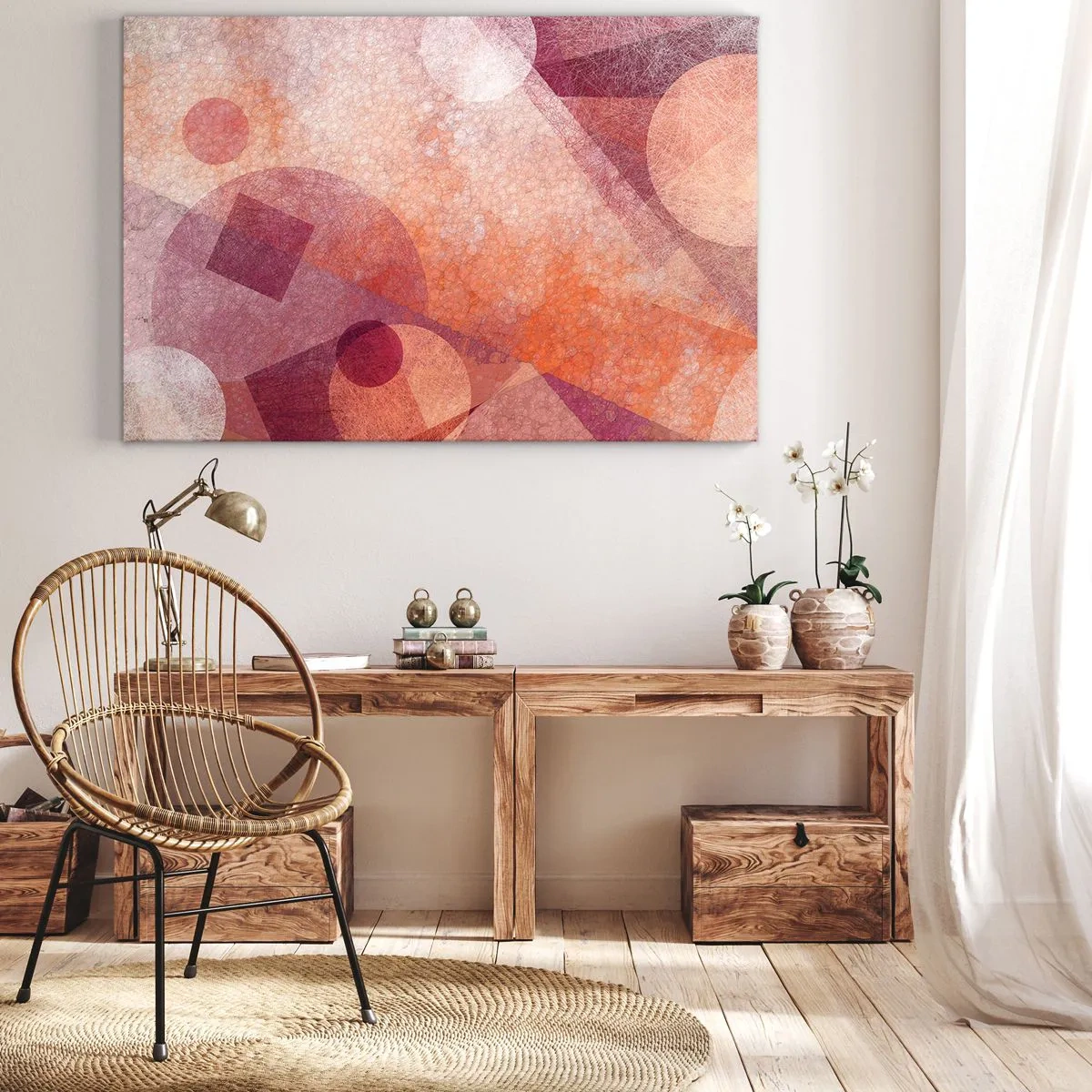 Obraz na plátne - Geometrické premeny na ružové - 120x80 cm