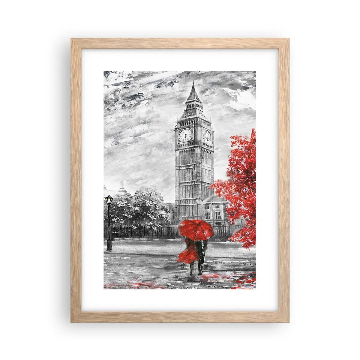 Plagát v ráme zo svetlého duba - Vzrušujúci deň - 30x40 cm