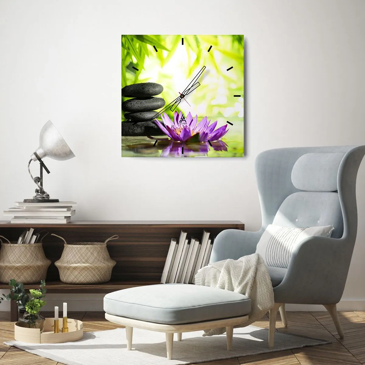 Nástenné hodiny - V bambusovom hájiku - 40x40 cm