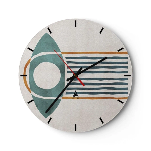 Nástenné hodiny - Geometrický etnický motív s čiarami a kruhmi - 30x30cm - Znaky a rituály - Moderná nástenná dekorácia do obývacej izby, kuchyne a spálne ARTTOR