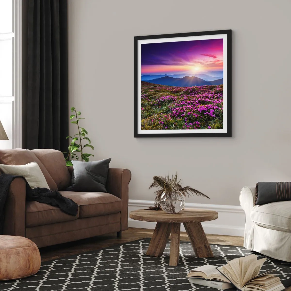 Plagát v čiernom ráme - Zavoňali svieže púčiky byliniek z obilných polí - 60x60 cm