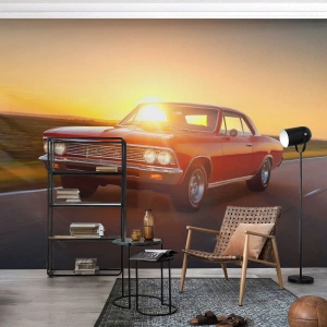 Fototapeta Standard Eco - Túžba má červenú farbu - Auto, Výlet, Vintage - 400x280 cm