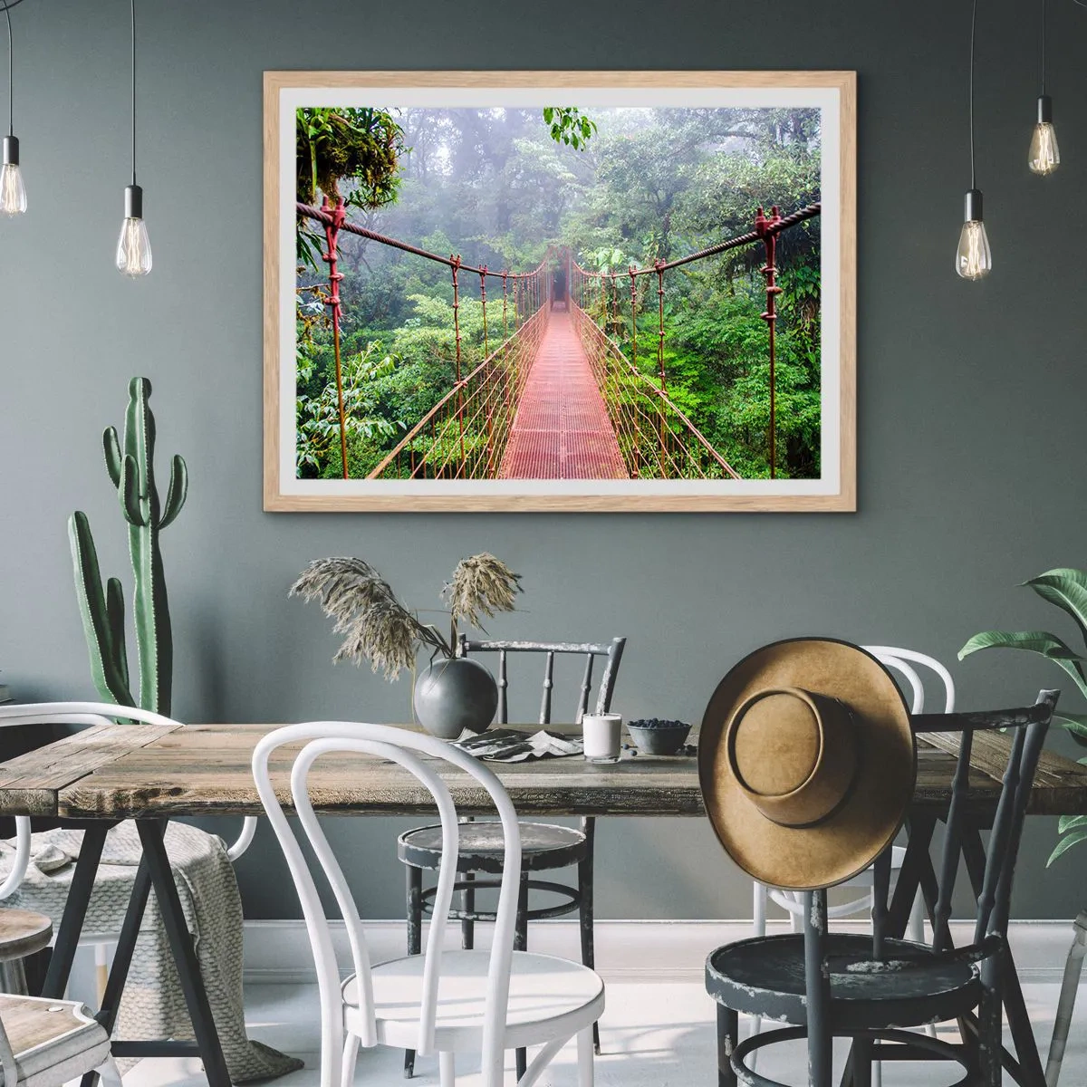 Plagát v ráme zo svetlého duba - Zavesený nad korunami - 91x61 cm