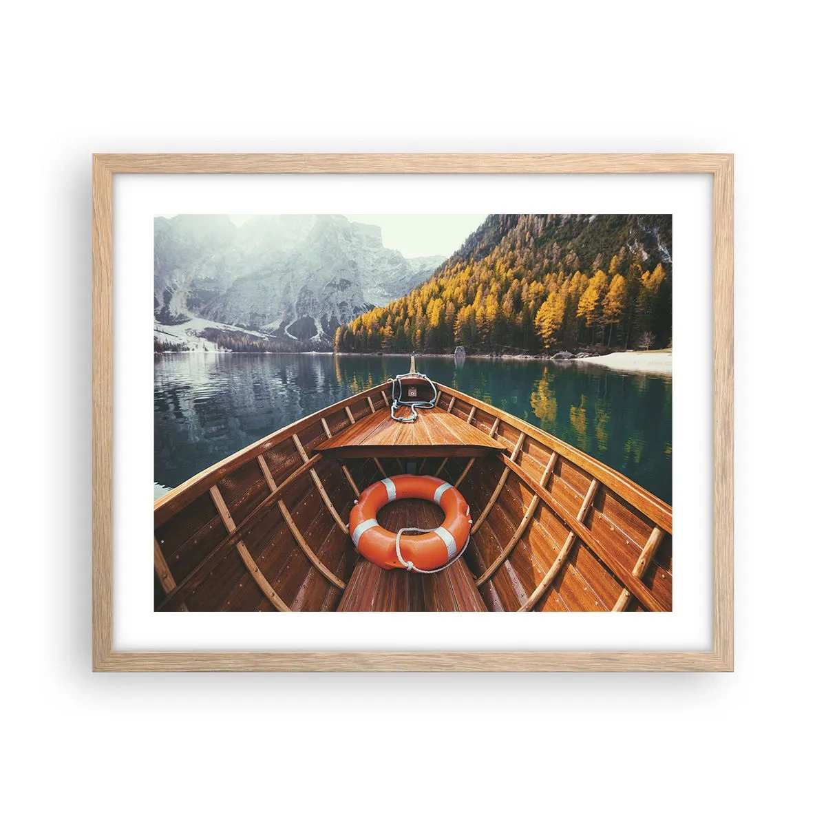 Plagát v ráme zo svetlého duba - Horská túra - 50x40 cm