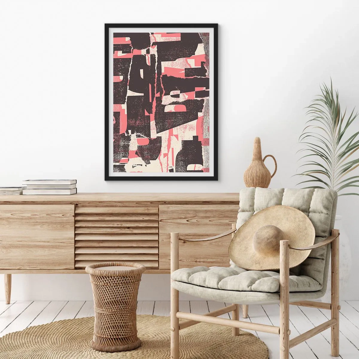 Plagát v čiernom ráme - Dynamická abstrakcia v odtieňoch červenej a čiernej - 50x70cm - Celý tento zhon - Moderná nástenná dekorácia do obývacej izby a spálne ARTTOR