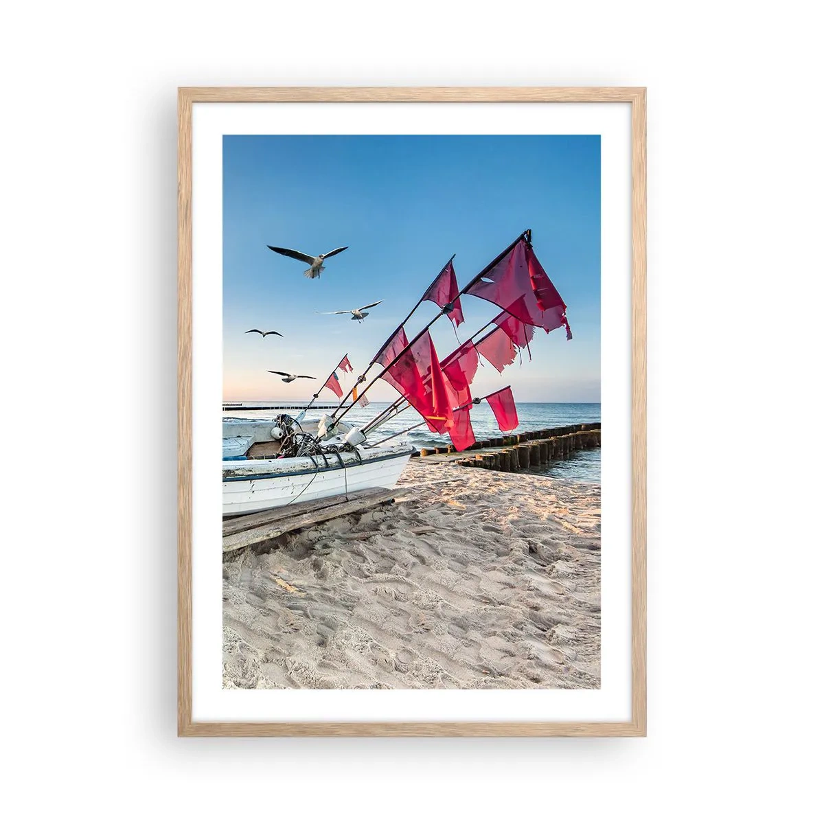 Plagát v ráme zo svetlého duba - Zaslúžená prestávka - 50x70 cm