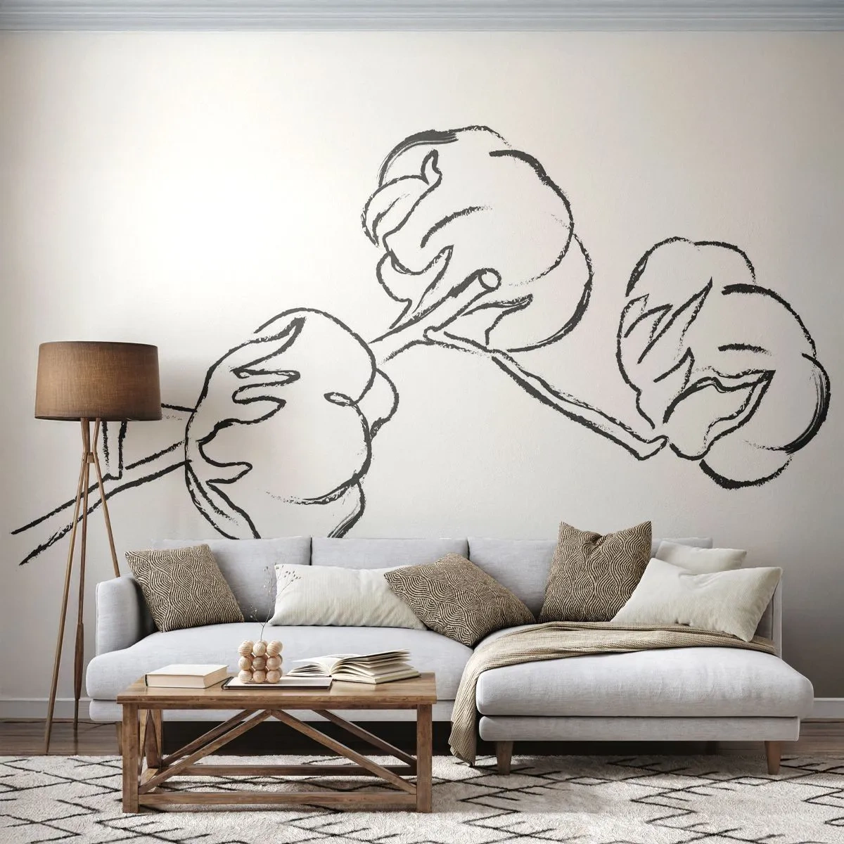 Fototapeta Premium Canvas - Bavlnené páperie - Bavlna, Minimalizmus, Obrys - 350x256 cm