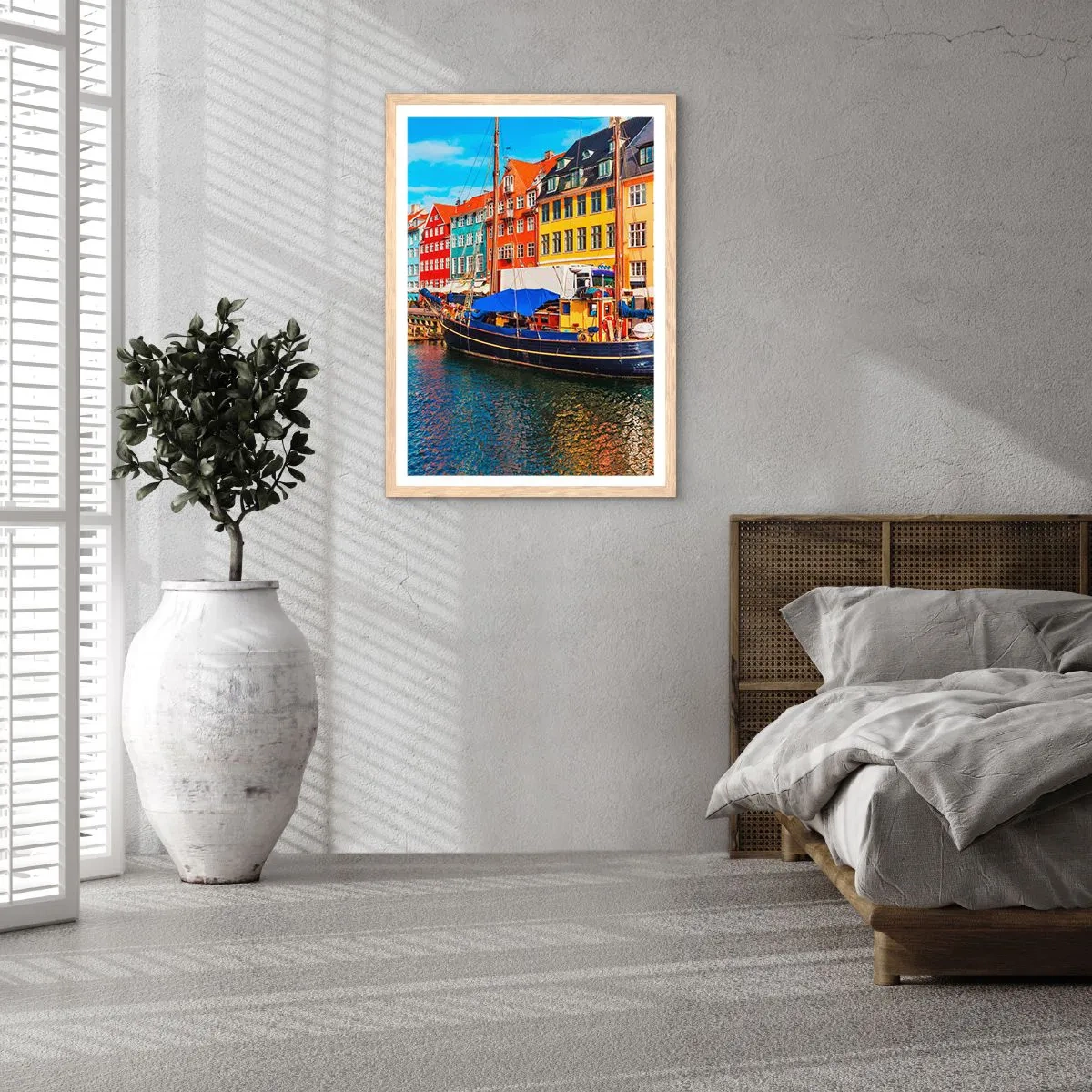 Plagát v ráme zo svetlého duba - Radostné nábrežie - 40x50 cm
