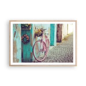 Plagát v ráme zo svetlého duba - Hneď sa vrátim - 91x61 cm