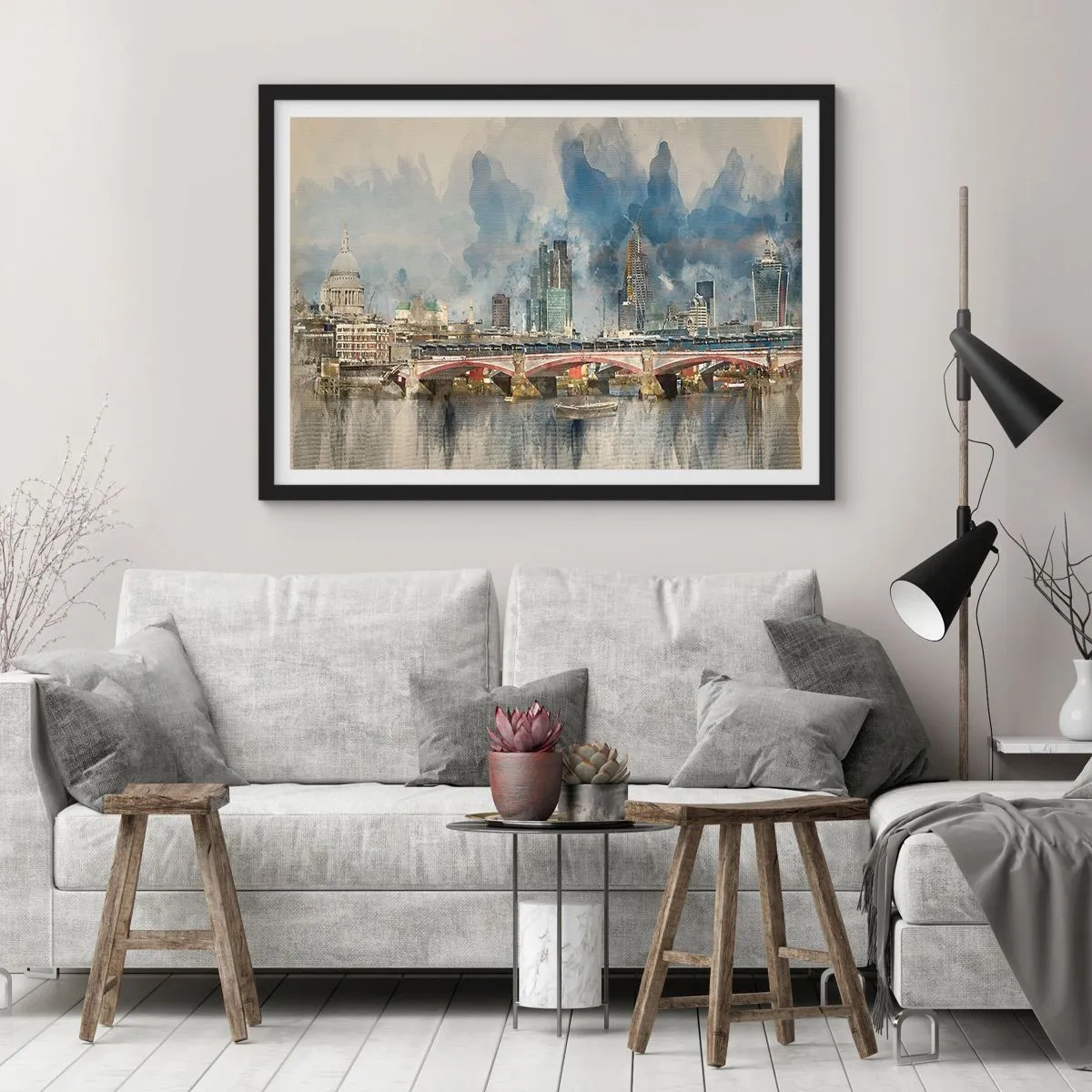 Plagát v čiernom ráme - Londýn v celej svojej kráse - 40x30 cm